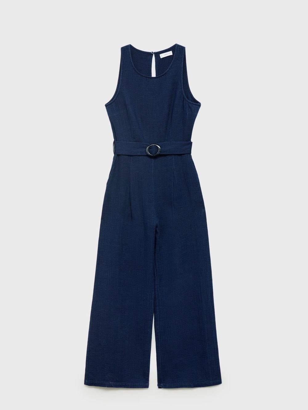 Mango Navy flowy denim jumpsuit with belt NWT - Picture 2 of 6